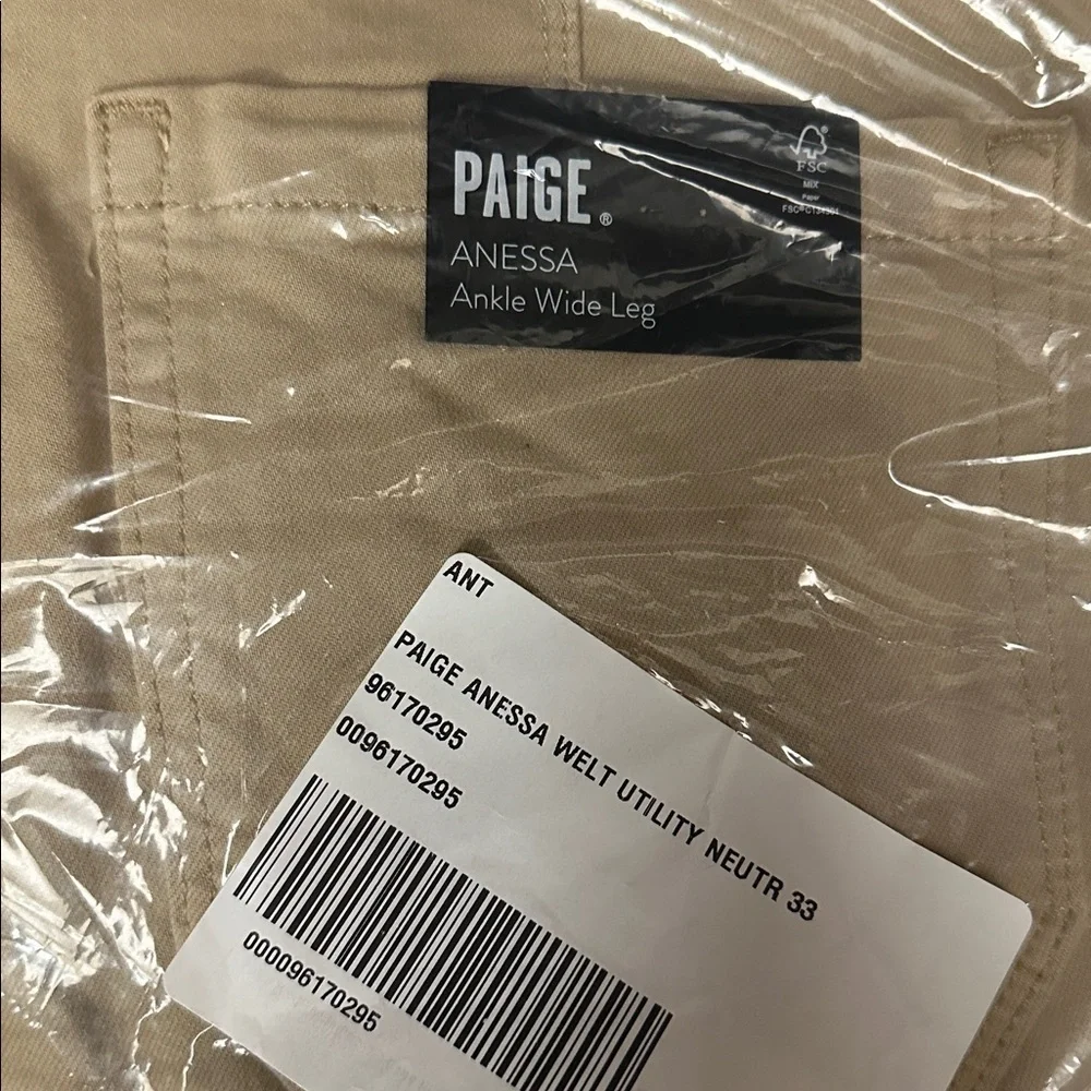 NWT! Paige Raffia Tan Anessa Utility High-Rise Crop Wide-Leg Jeans - Size 33 🟣 - Picture 5 of 5